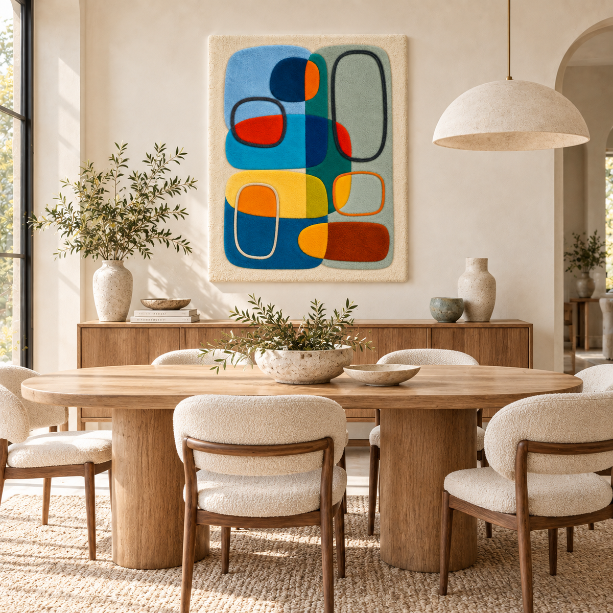 Cobalt Citrus Loop Collage wall art by Hewn Earth featuring vibrant citrus fruit images arranged in a circular design.