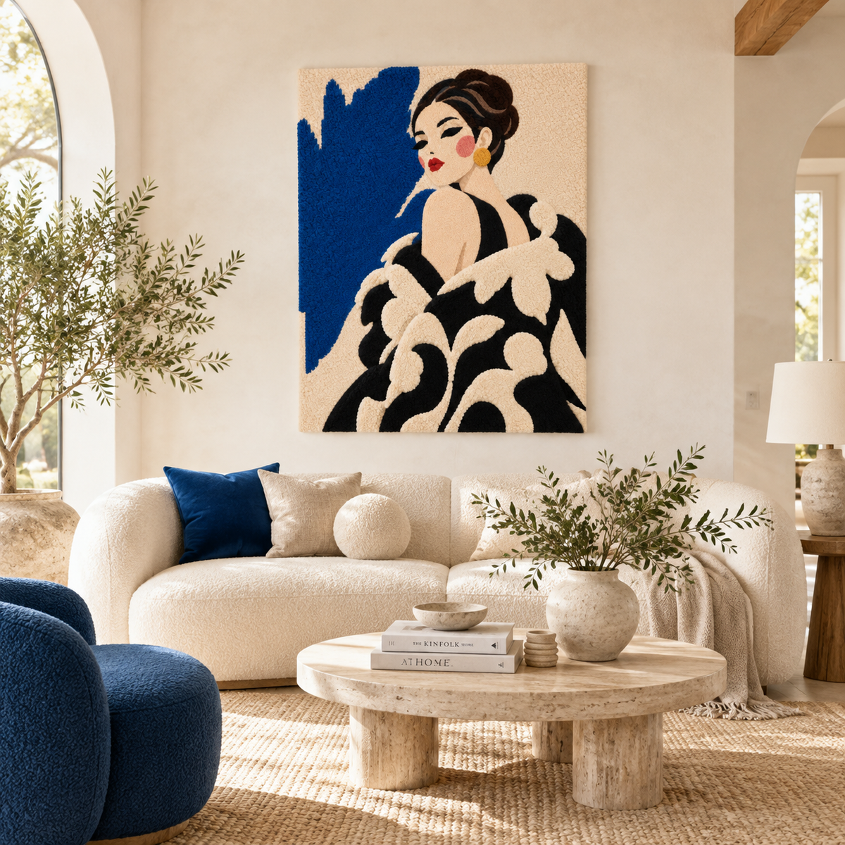 Cobalt Evening Wrap — front-facing room scene [room-front]