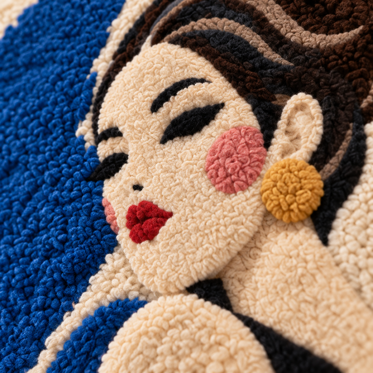 Cobalt Evening Wrap — tufted wool texture detail