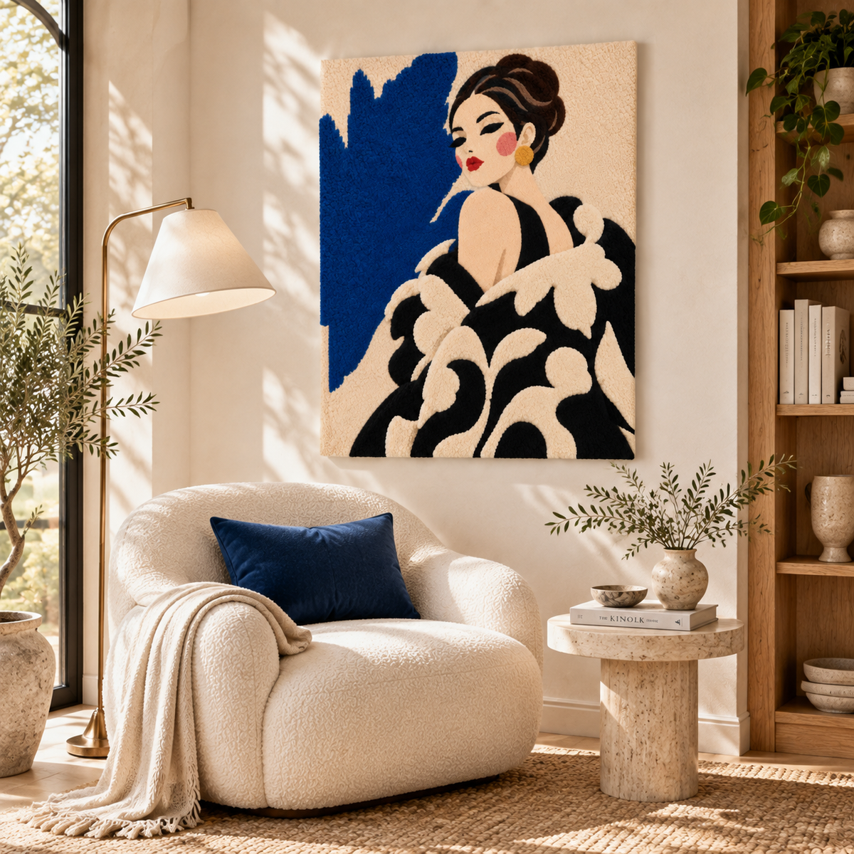 Cobalt Evening Wrap — room setting 2