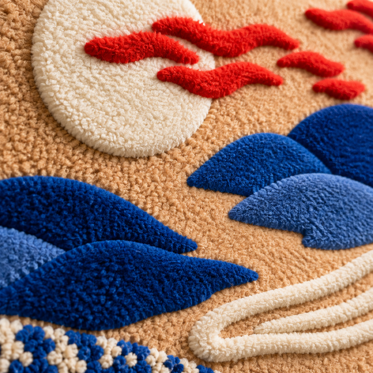 Cobalt Hills at Sunrise — tufted wool texture detail