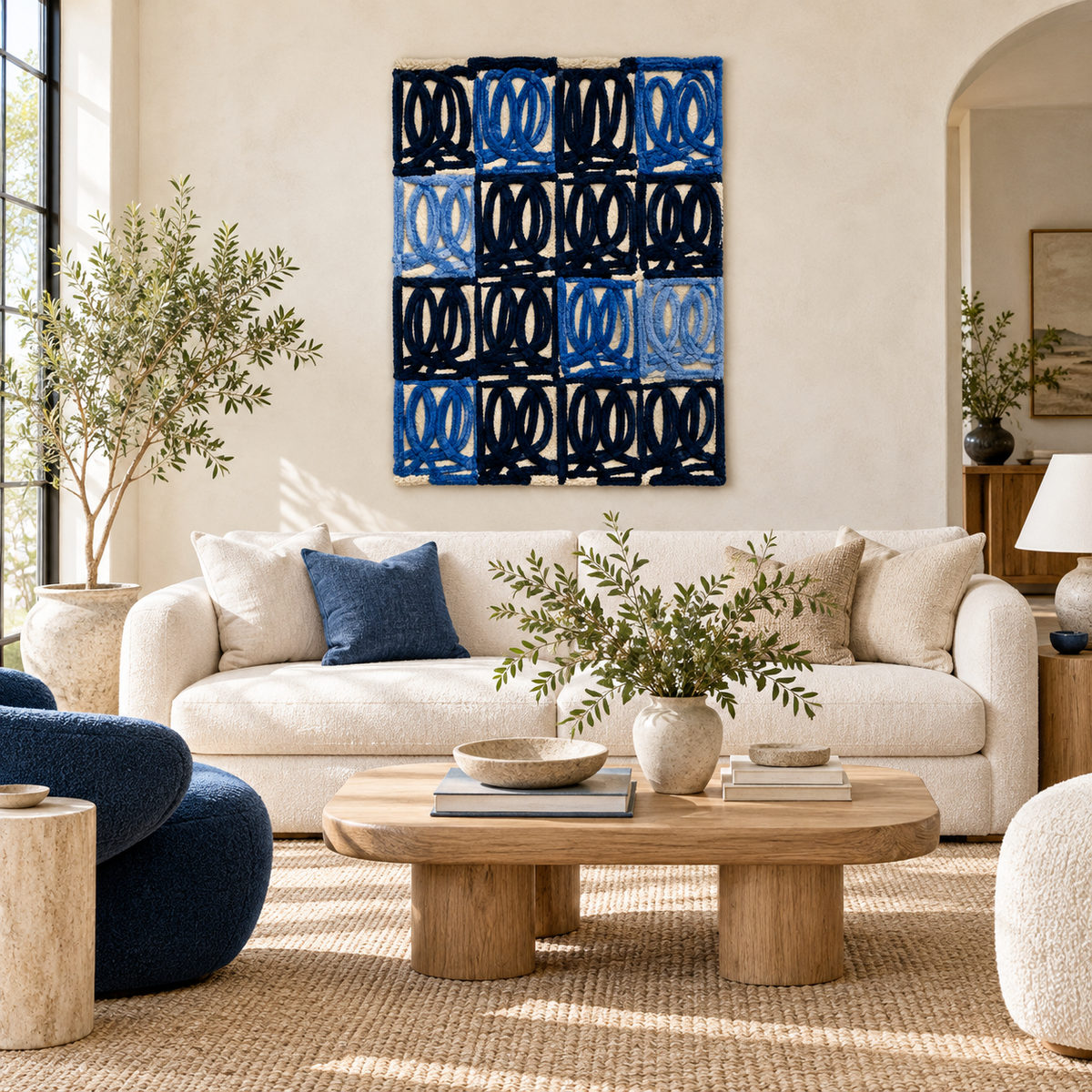 Cobalt Loop Lattice — front-facing room scene