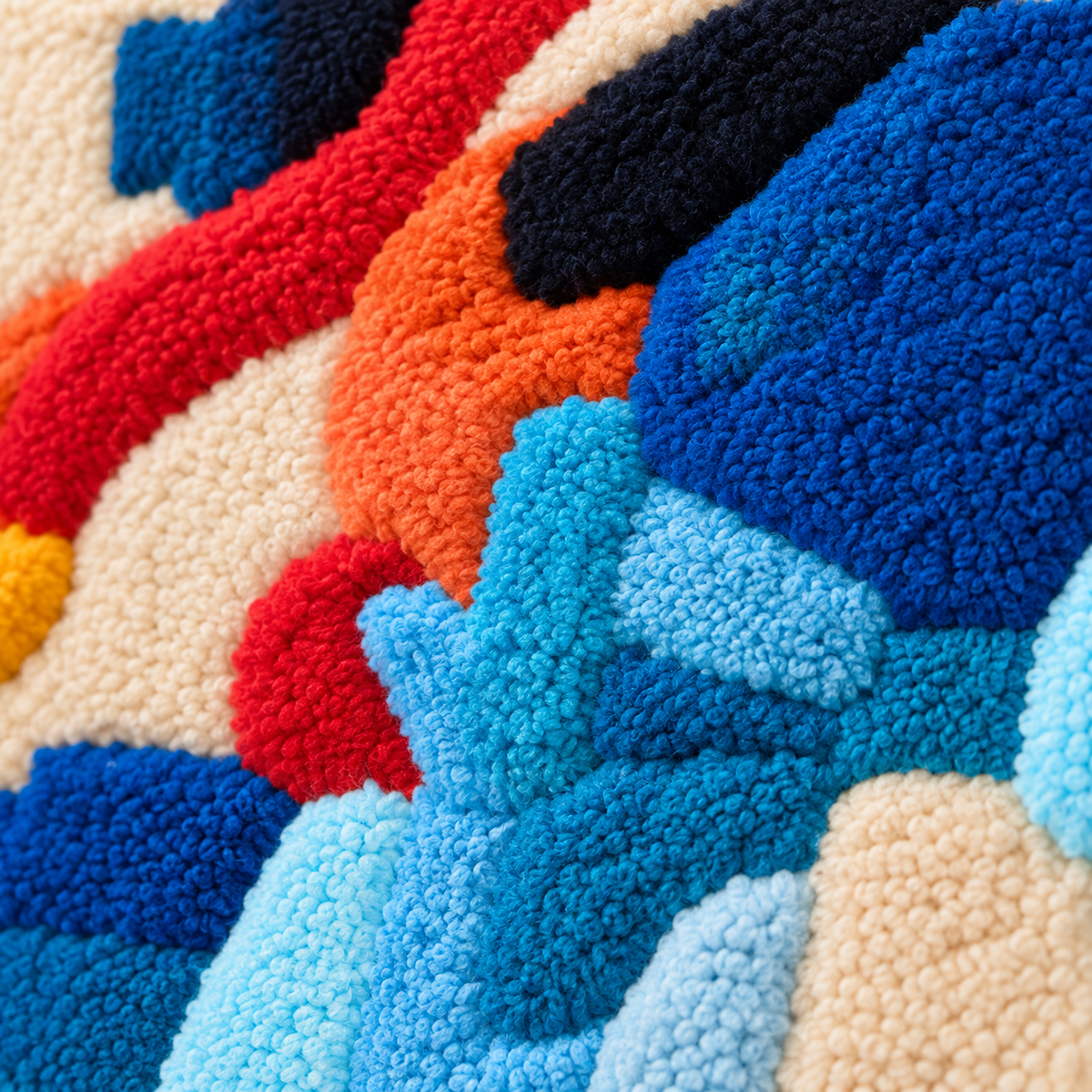 Cobalt Momentum — tufted wool texture detail