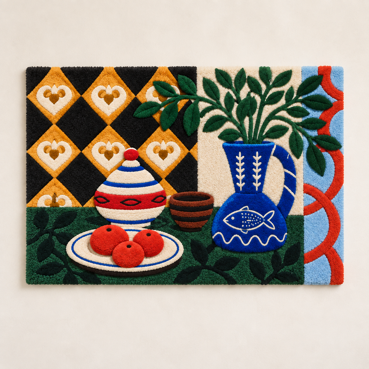 Cobalt Pitcher and Painted Ceramics — front product view [product-light]