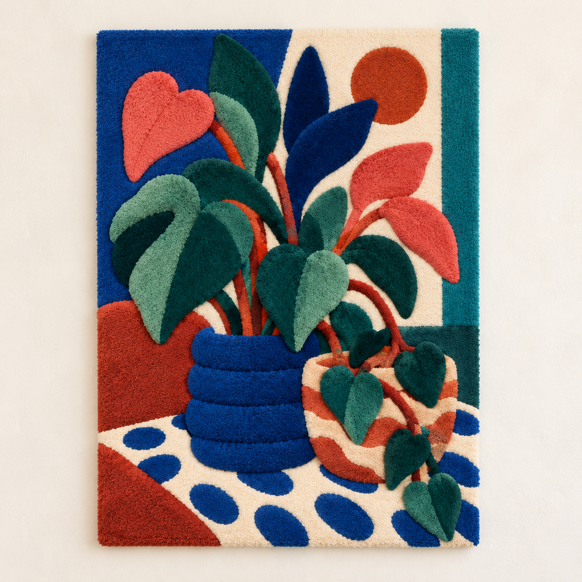 Cobalt Planter and Coral Leaves — front product view [product-light]