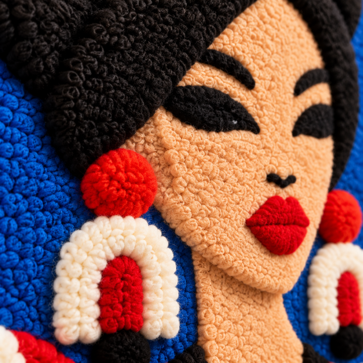Cobalt Rhythm Muse — tufted wool texture detail