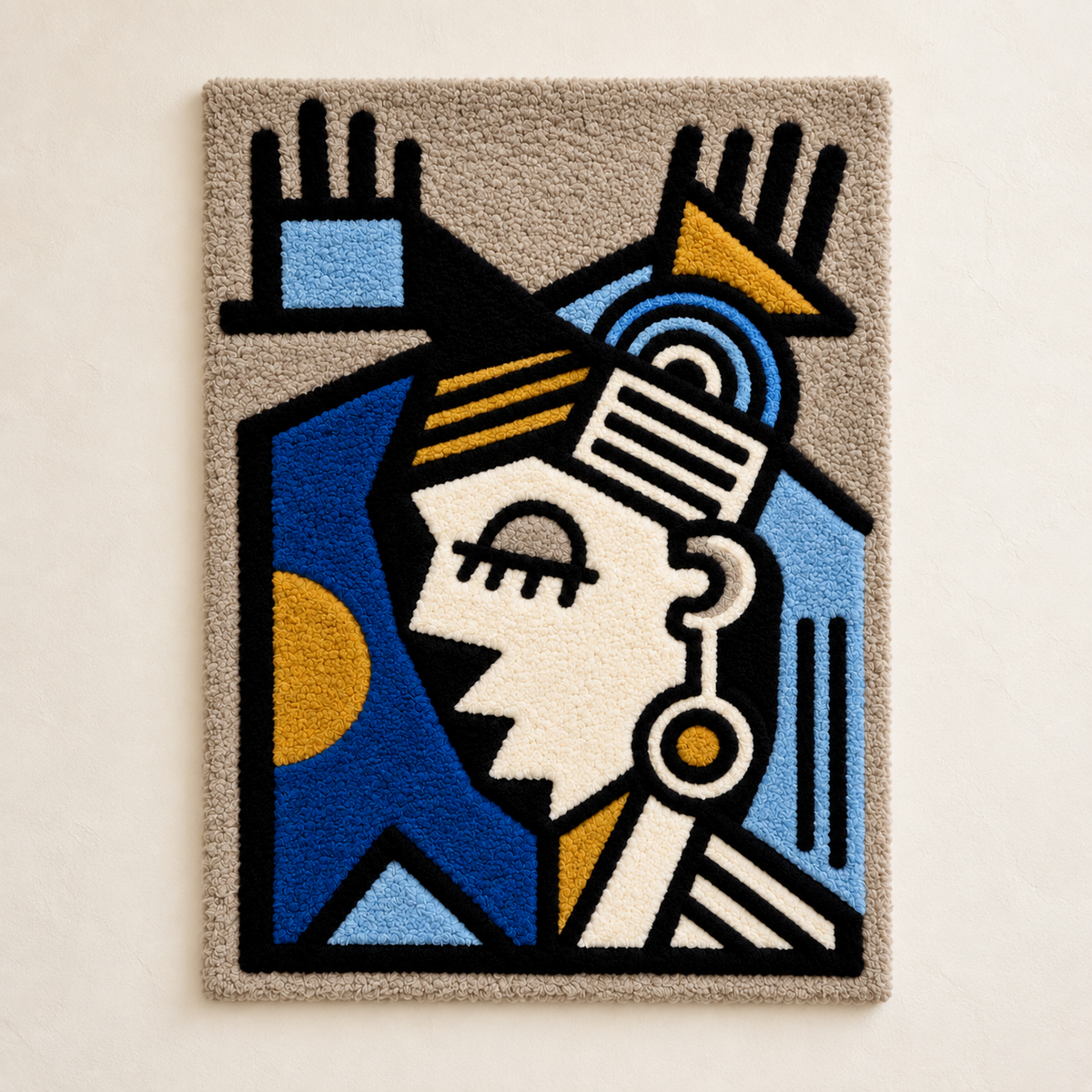 Cobalt Rhythm wall art by Hewn Earth featuring raised hands design on a vibrant cobalt background.