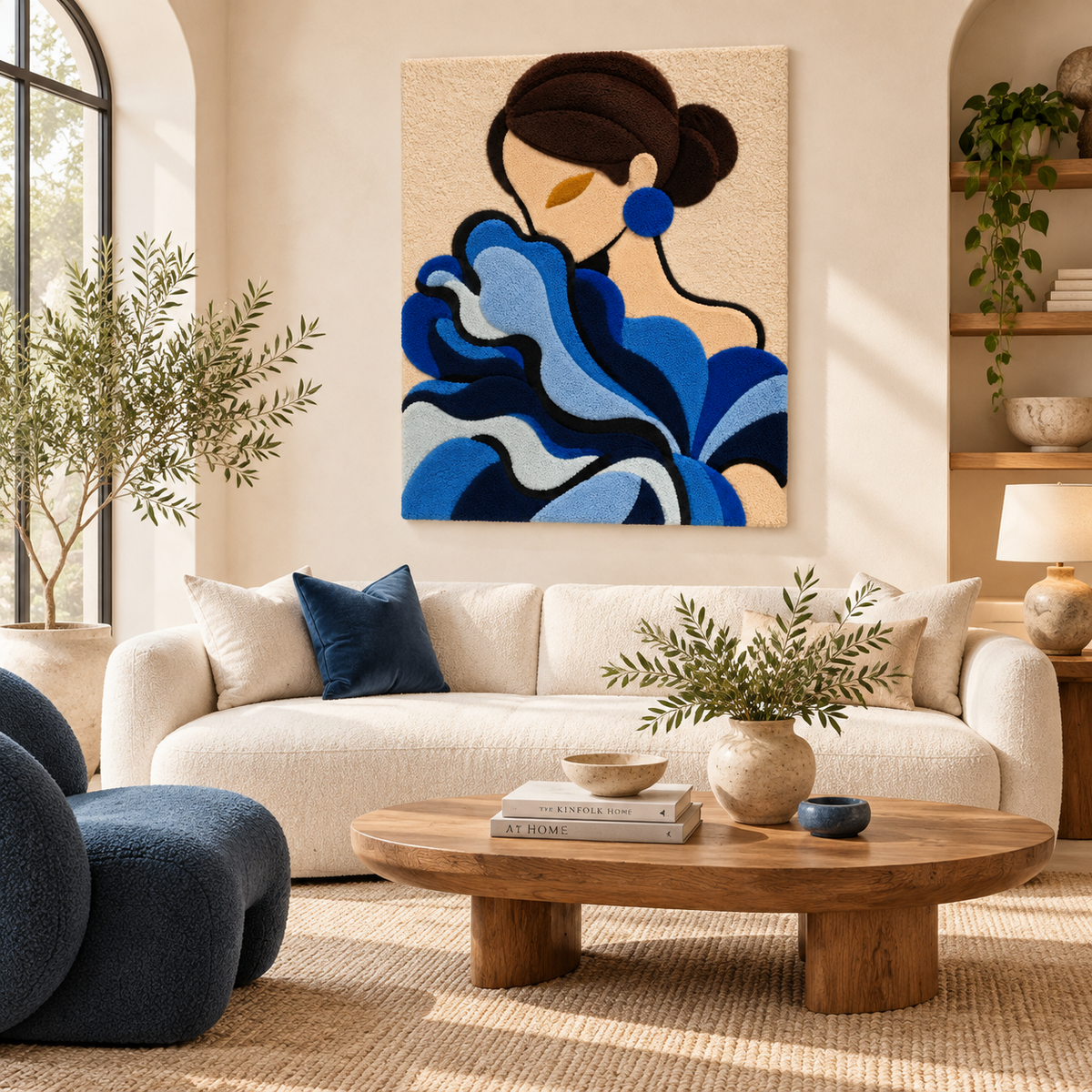 Cobalt Ruffles Quiet Elegance — front-facing room scene [room-front]