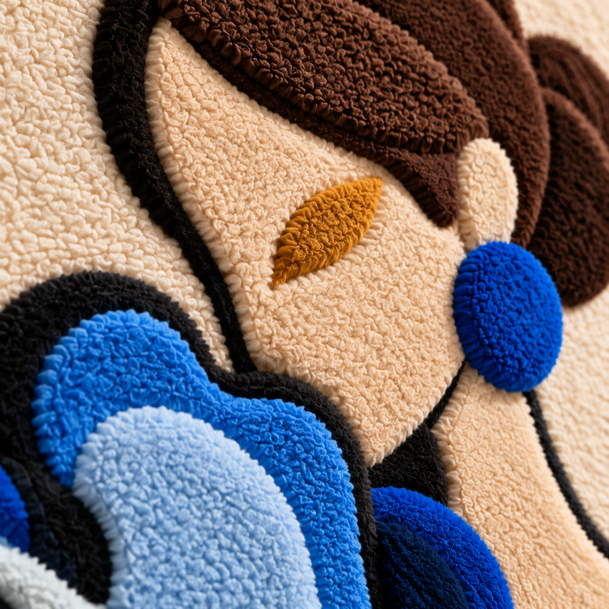 Cobalt Ruffles Quiet Elegance — tufted wool texture detail