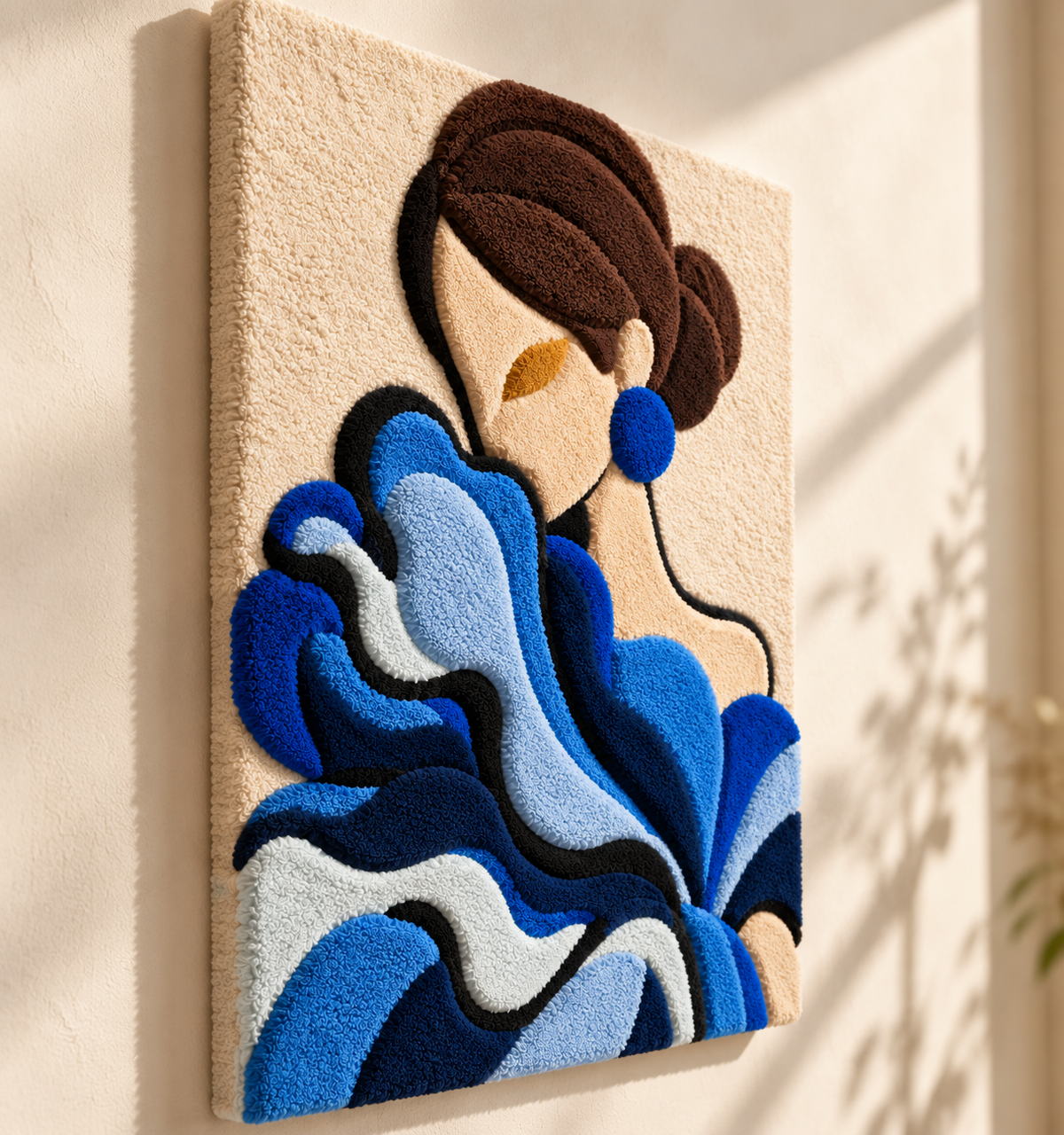 Cobalt Ruffles Quiet Elegance — angled relief view