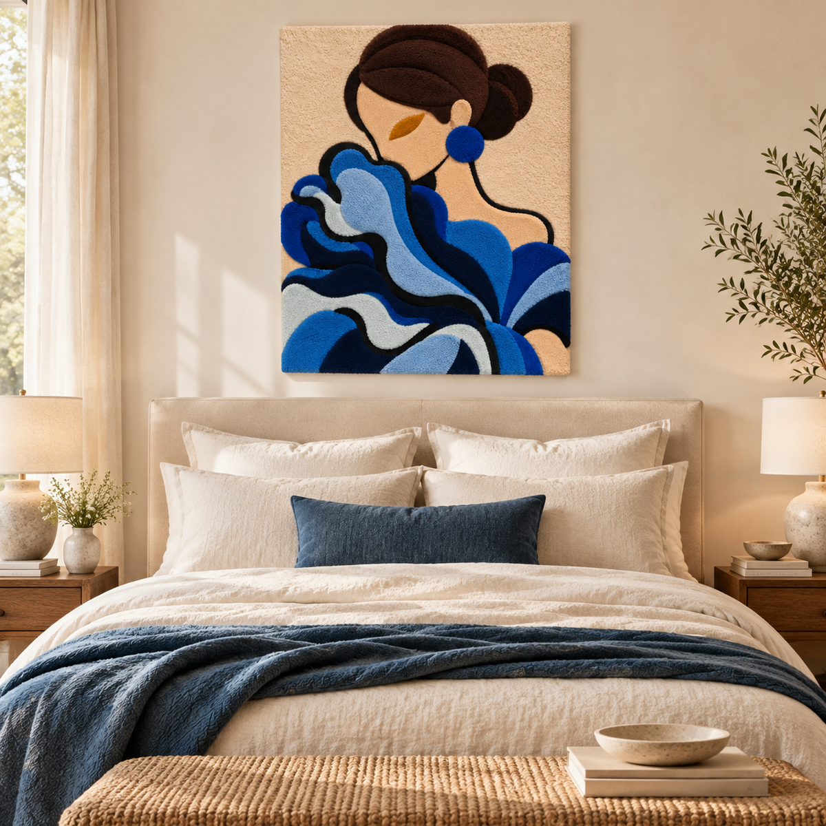 Cobalt Ruffles Quiet Elegance — room setting