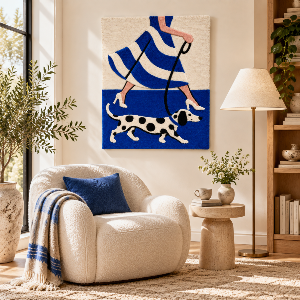 Cobalt Stripes and a Dalmatian — room setting