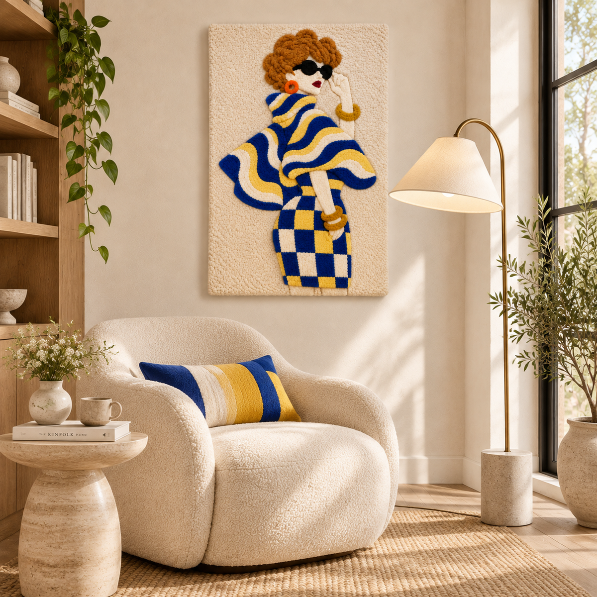Cobalt Waves and Golden Checks — room setting