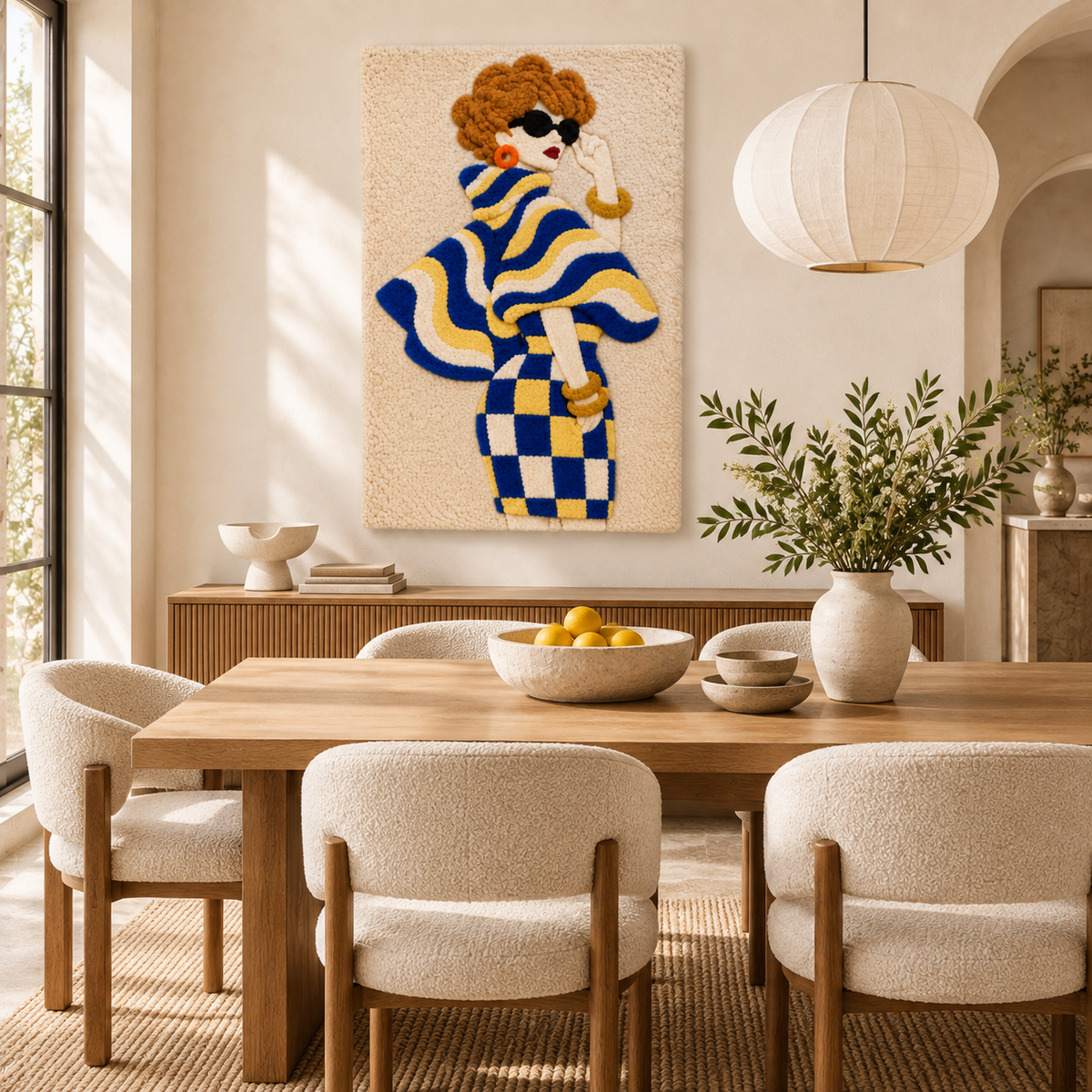 Cobalt Waves and Golden Checks — room setting