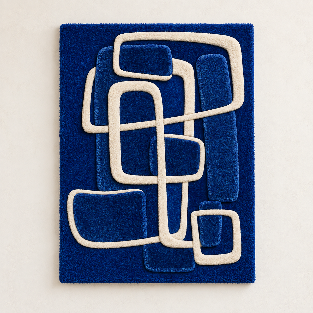 Cobalt Window Loop Stack wall art by Hewn Earth featuring stacked cobalt blue glass loops on a neutral background