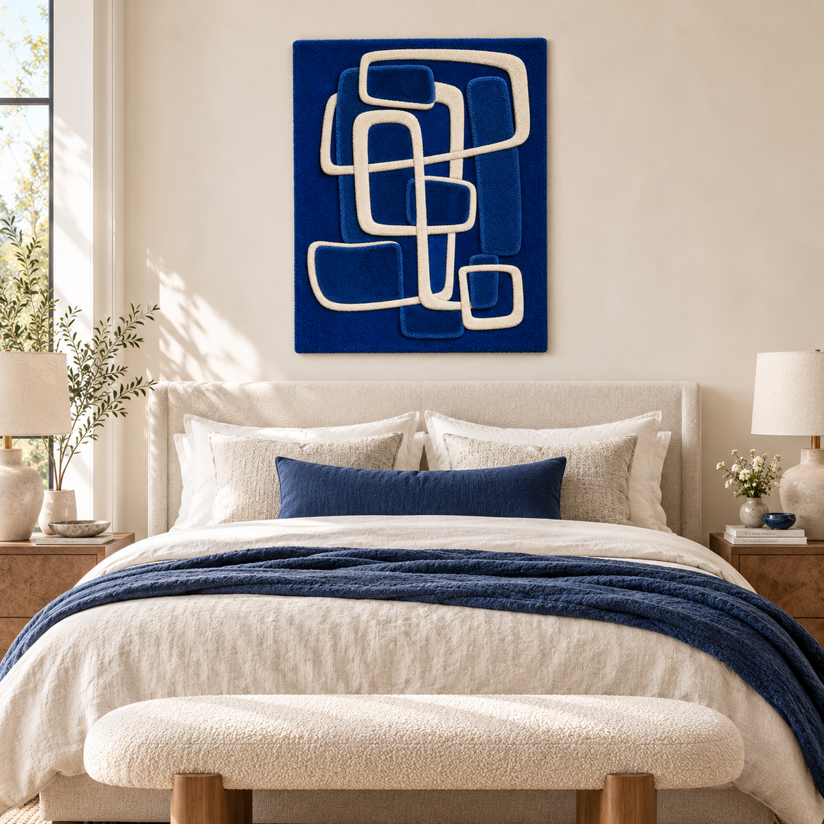 Cobalt Window Loop Stack wall art by Hewn Earth featuring a layered cobalt blue design with window and loop elements.