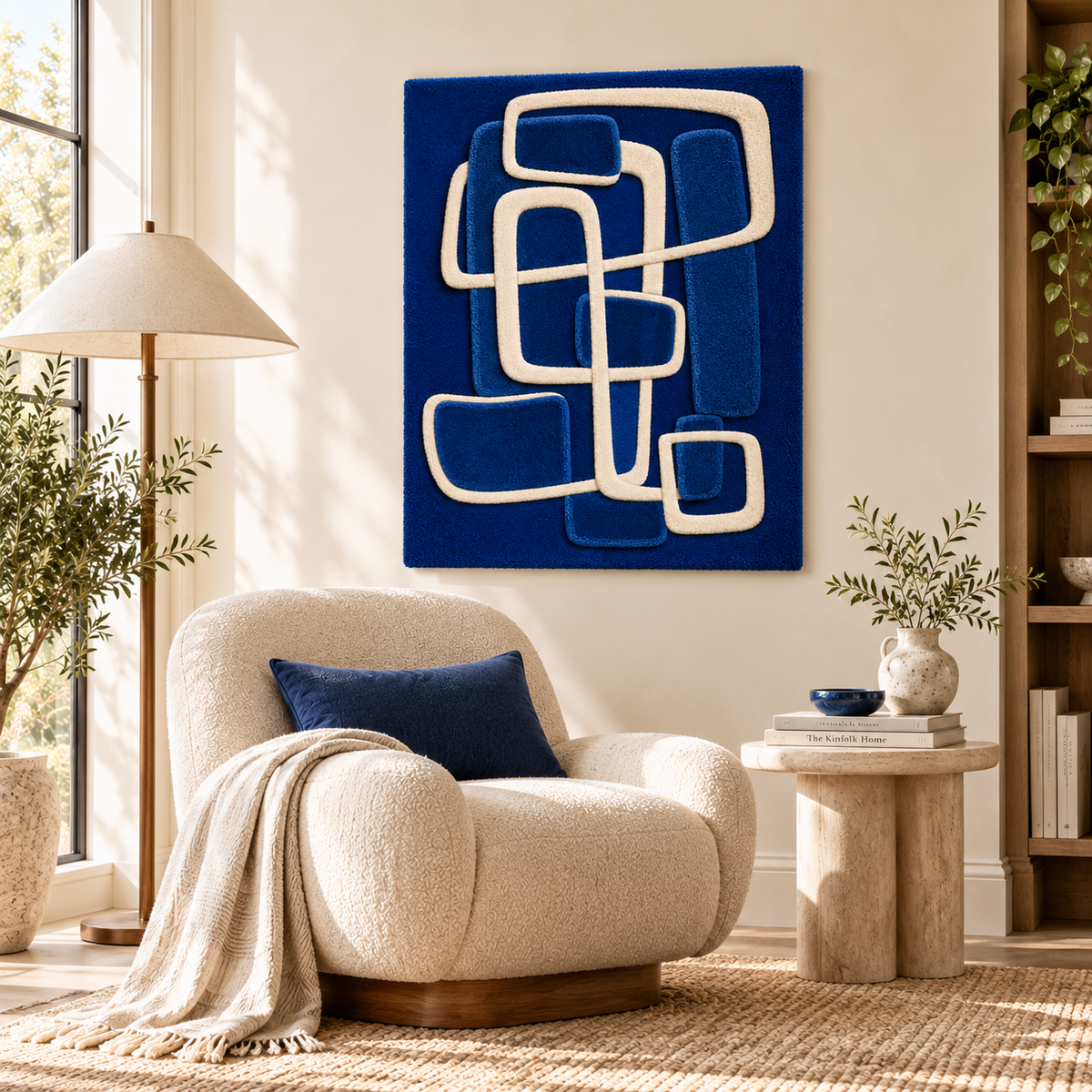 Cobalt Window Loop Stack wall art by Hewn Earth, featuring a layered cobalt-colored geometric design for modern home decor.