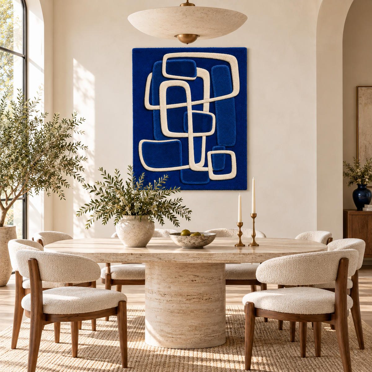 Cobalt Window Loop Stack wall art by Hewn Earth featuring stacked cobalt-colored window-shaped designs for modern home decor.