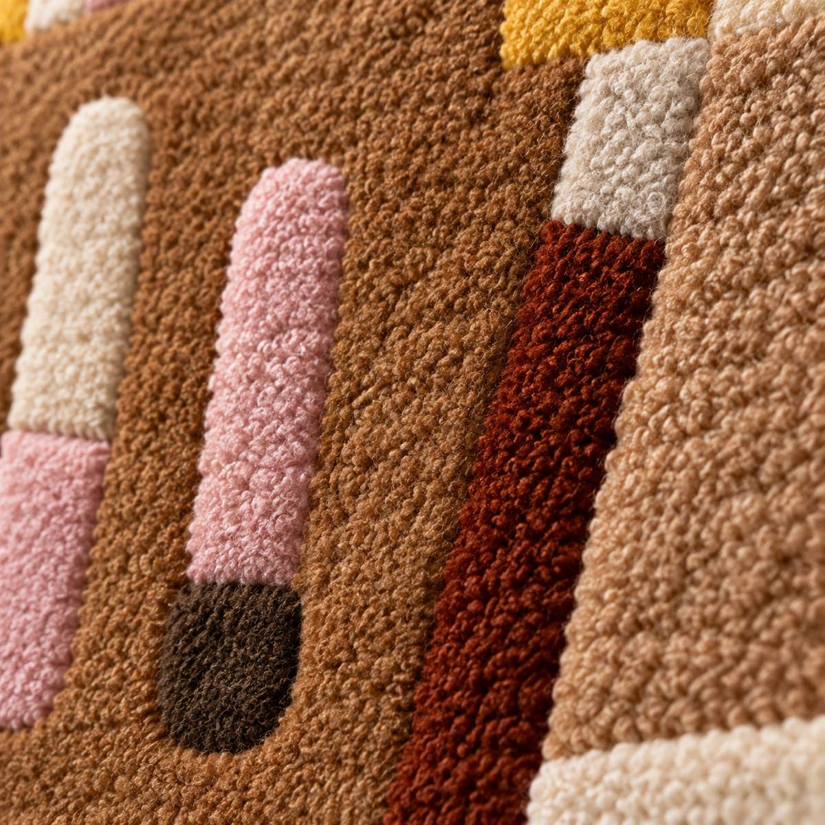 Cocoa Line Play — tufted wool texture detail
