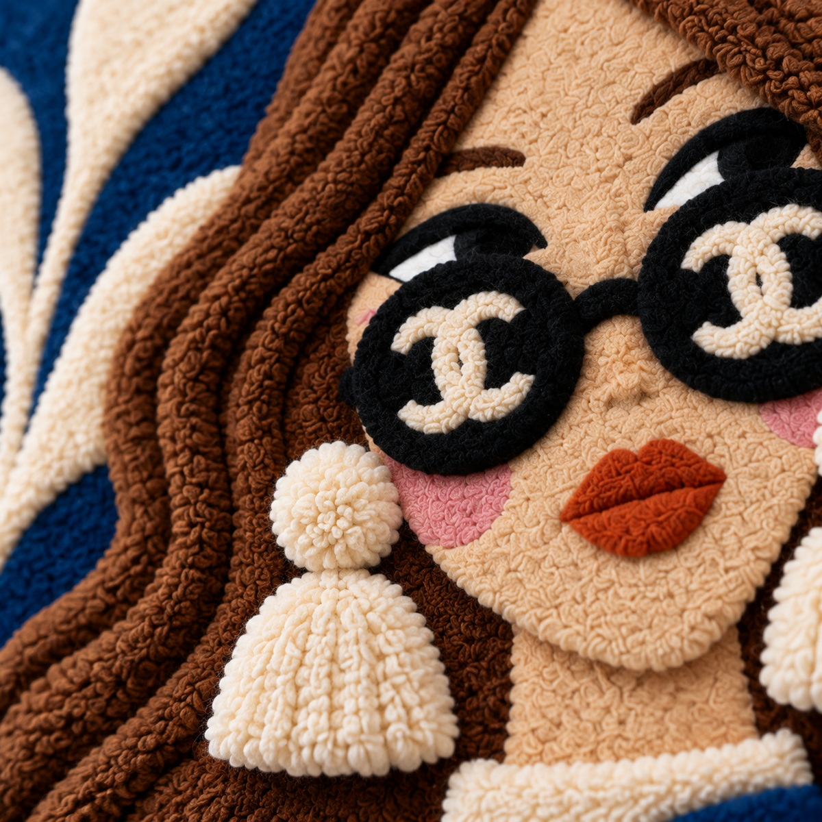 Coffee in Cobalt — tufted wool texture detail