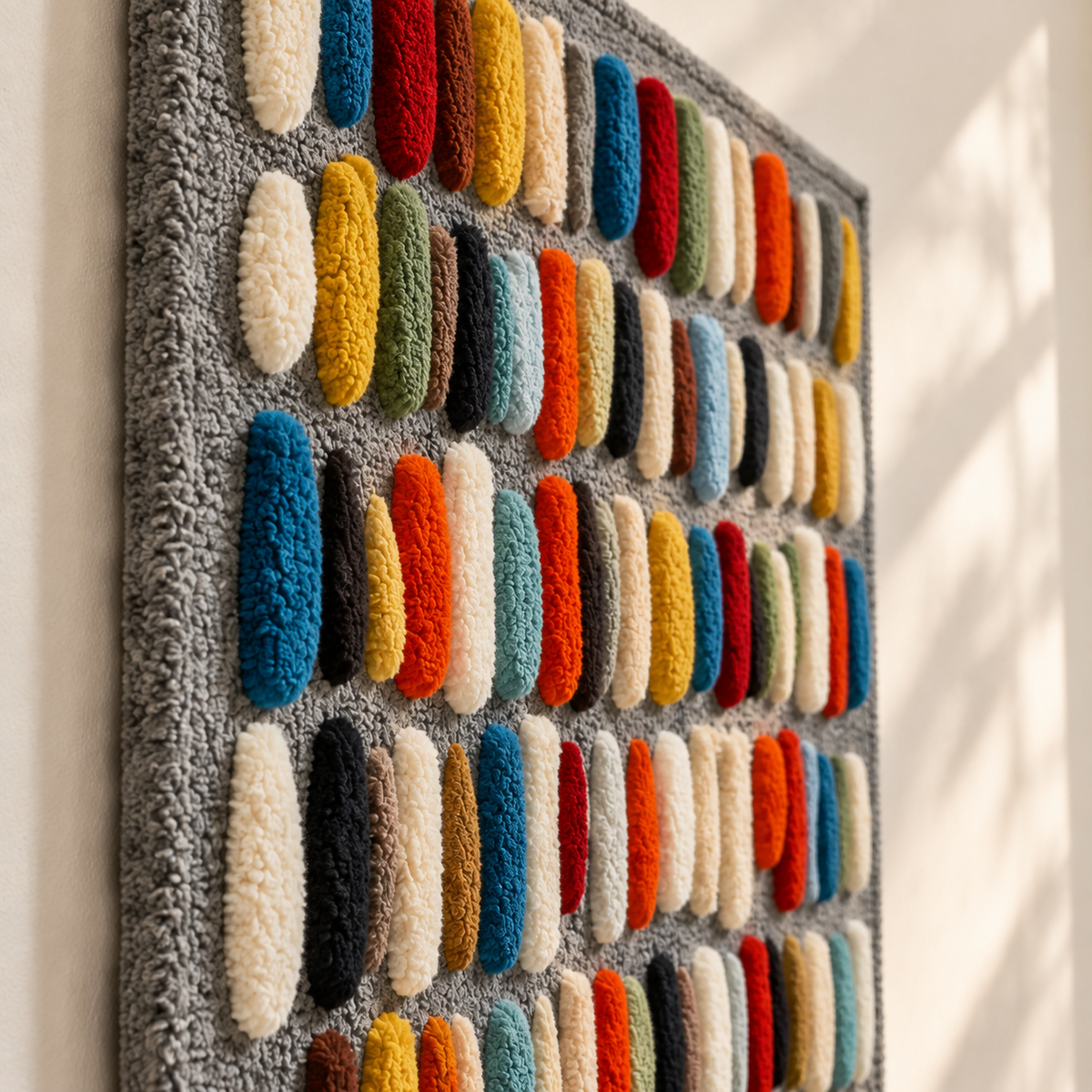 Color Capsule Mosaic wall art on slate by Hewn Earth, showcasing vibrant, geometric mosaic design on a dark slate background.