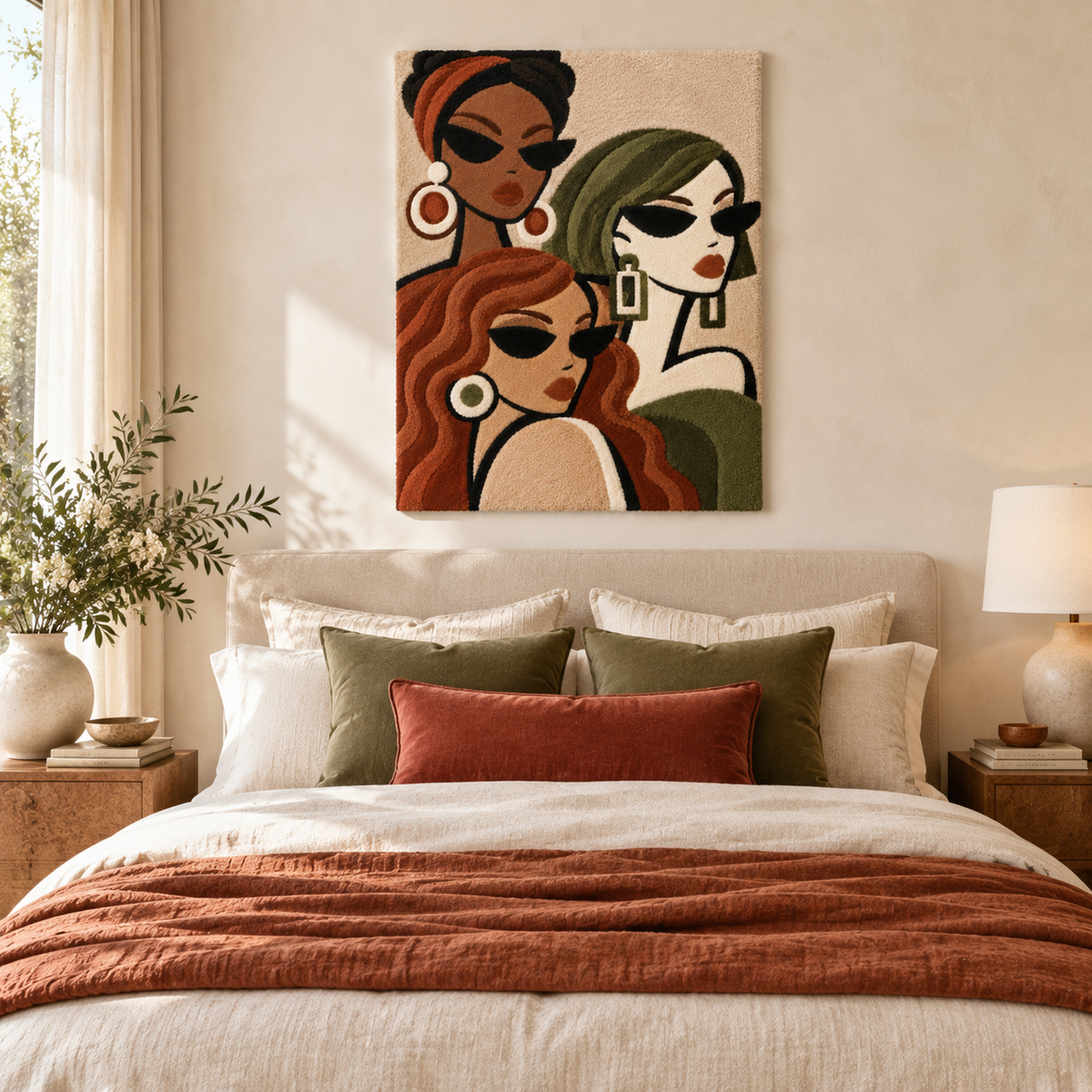Copper Curl Trio — room setting 1