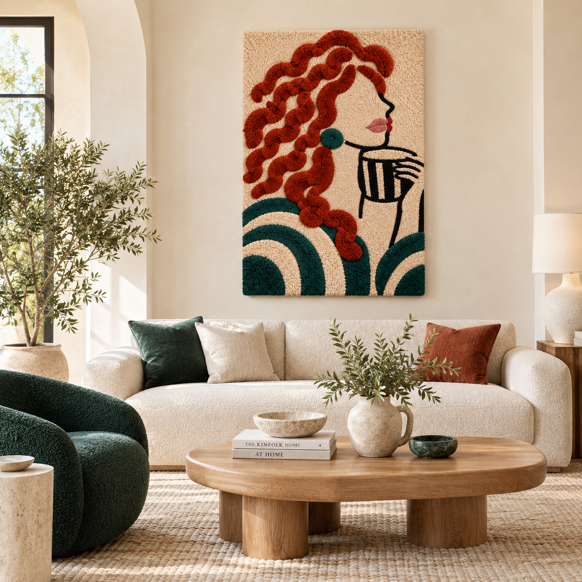 Hewn Earth Copper Curls Coffee Pause wall art featuring abstract copper-toned curls for modern home decor.