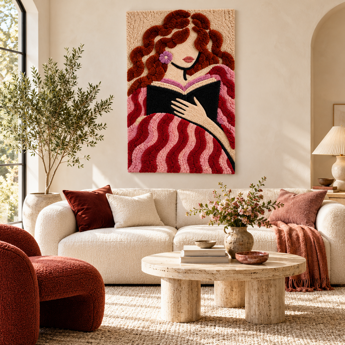 Hewn Earth Copper Curls Reading Hour wall art featuring abstract copper curls design for modern interior decor.