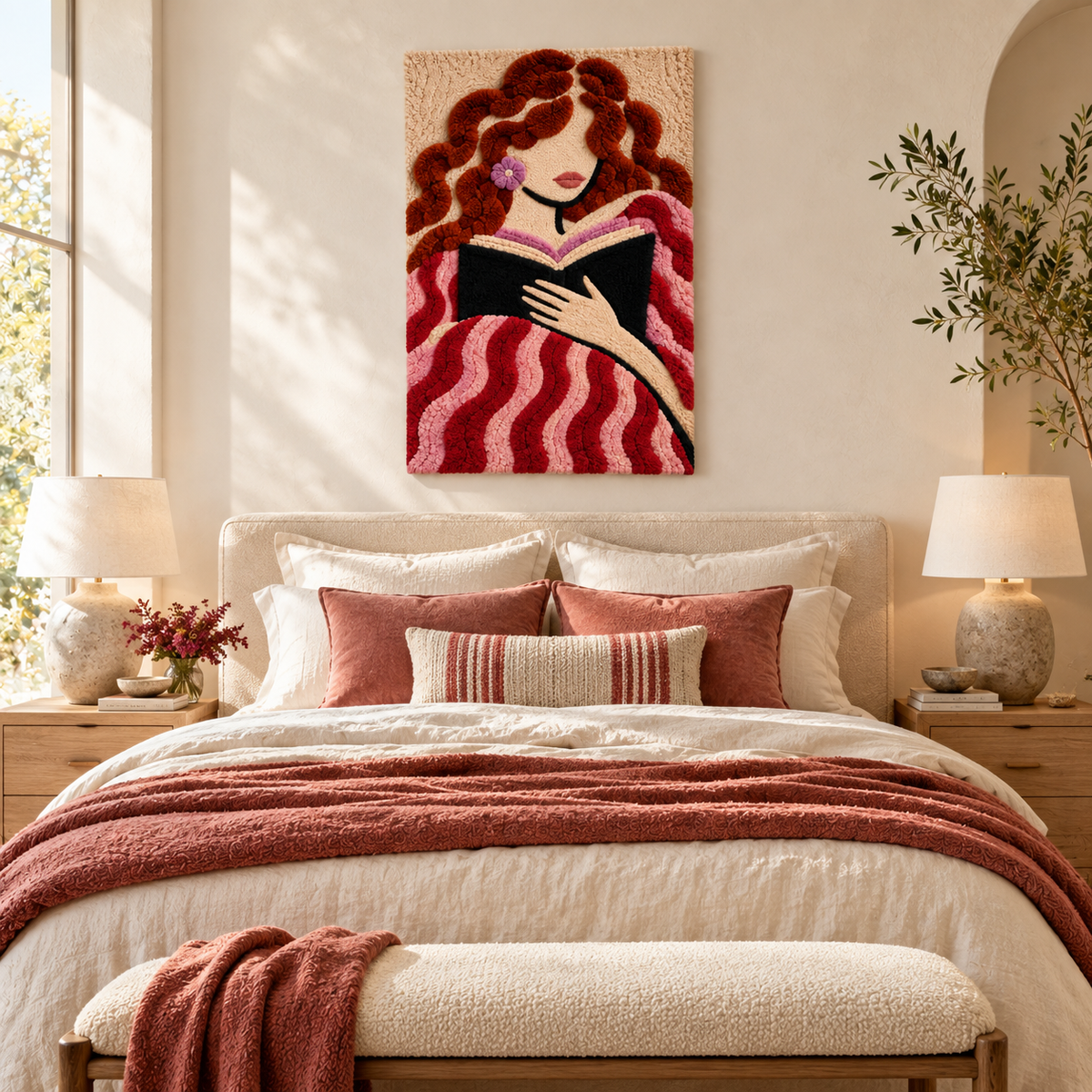 Hewn Earth Copper Curls Reading Hour wall art featuring abstract copper curls design for home decor.