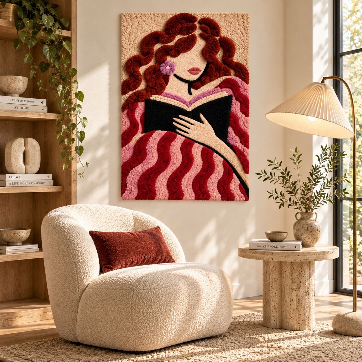 Hewn Earth Copper Curls Reading Hour wall art featuring abstract copper curls design for modern home decor.