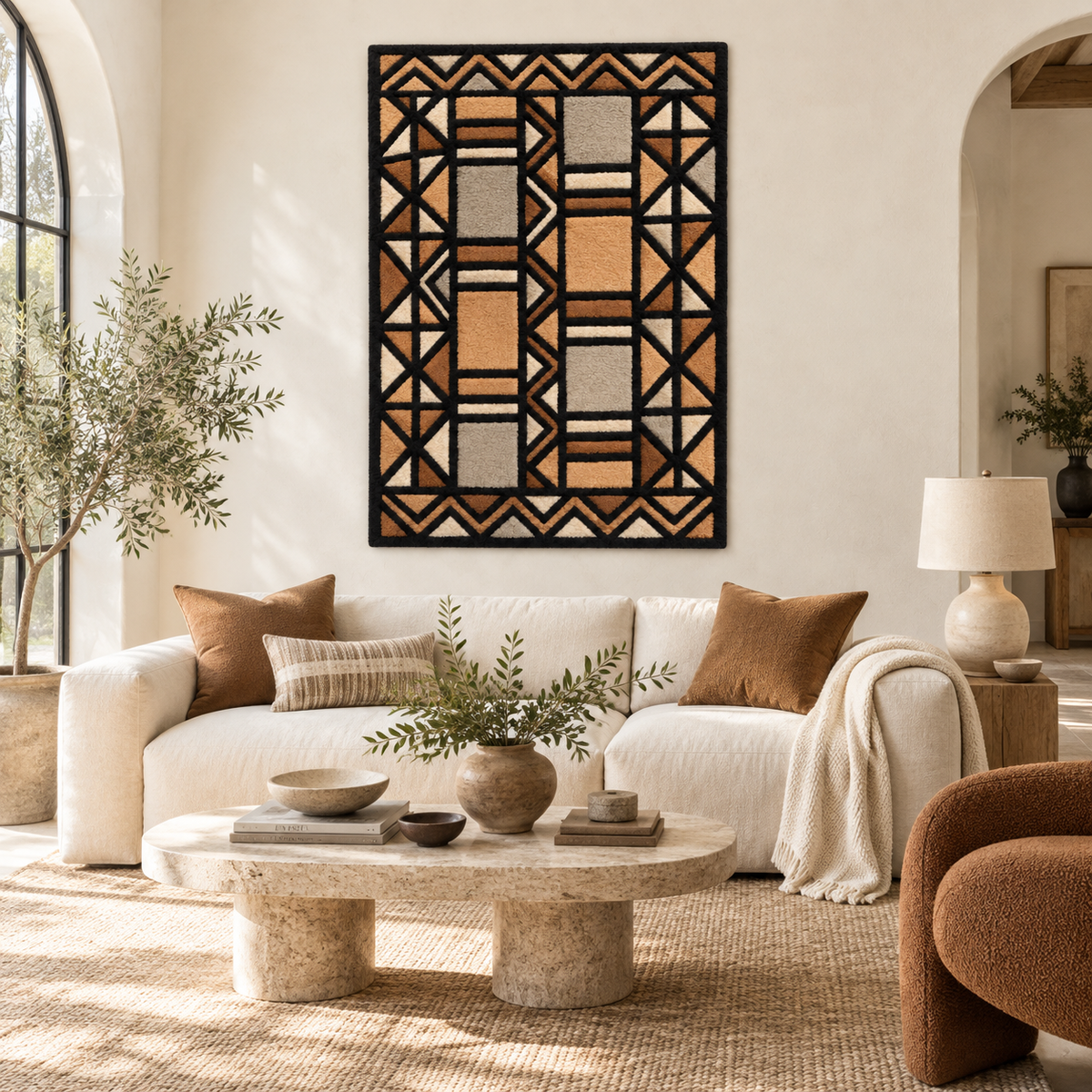 Hewn Earth copper lattice path wall art featuring intricate copper grid design for modern interior decor.
