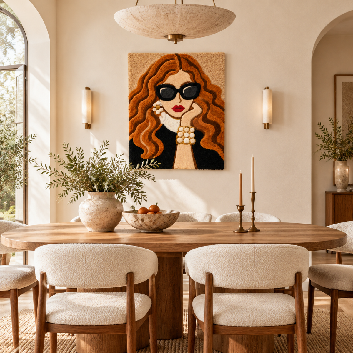 Copper Waves and Pearls — room setting