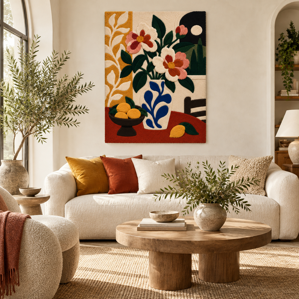 Coral Blooms and Lemon Bowl — front-facing room scene [room-front]