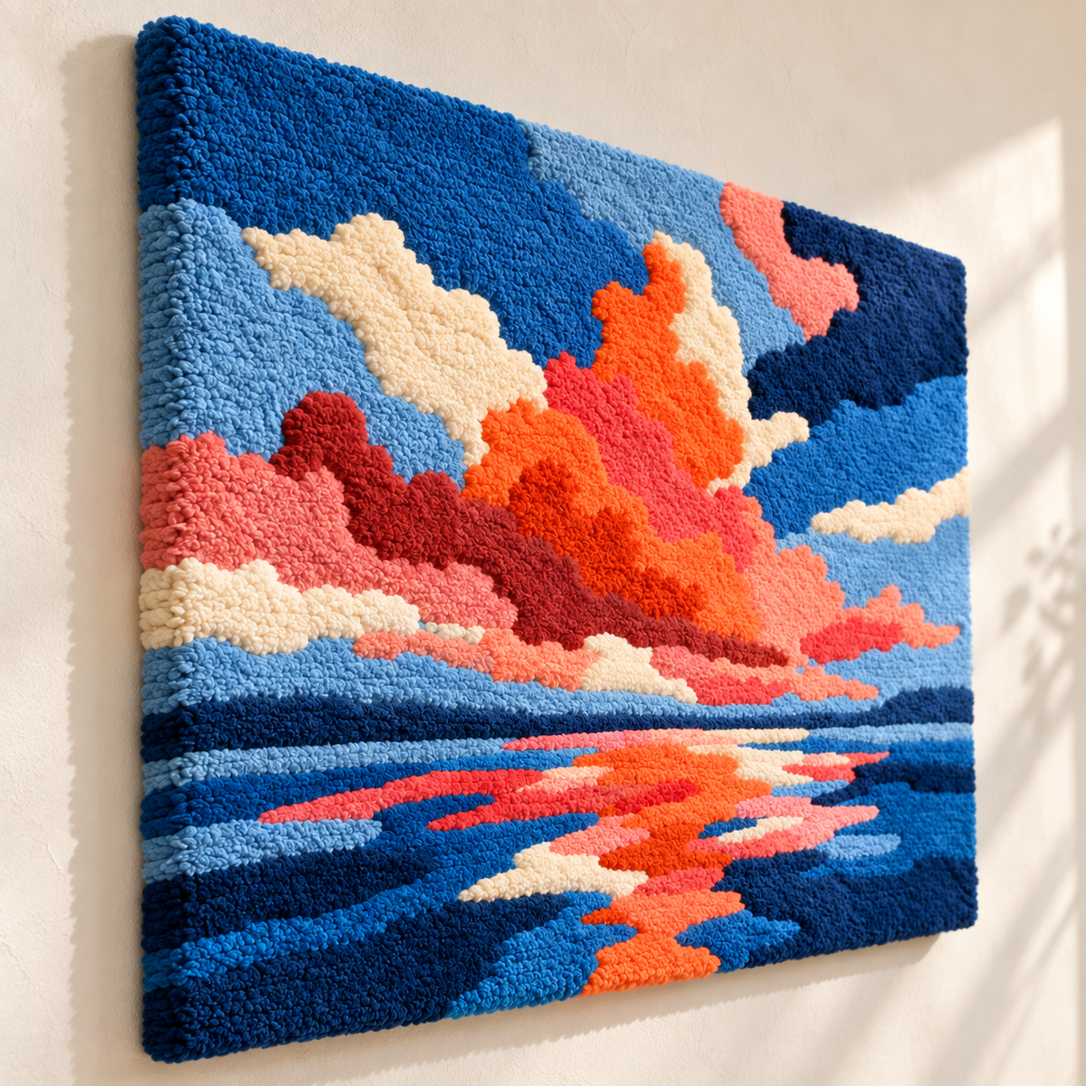 Coral Clouds on Blue Water — angled relief view