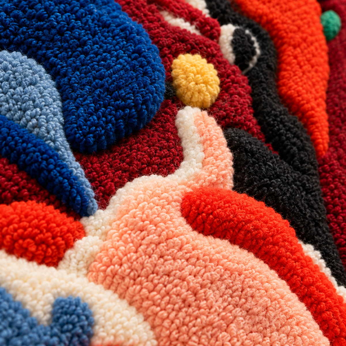 Coral Colour Eruption — tufted wool texture detail