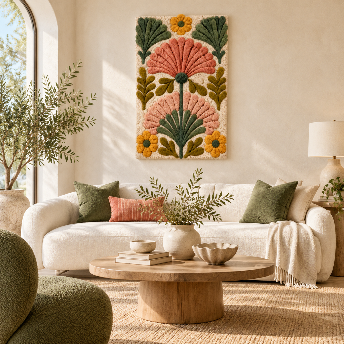 Hewn Earth Coral Fanflower Garden wall art featuring vibrant coral-colored fanflower design for home decor.