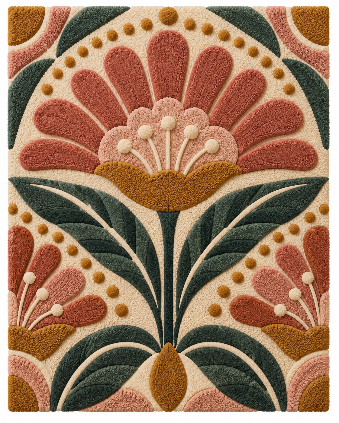 Hewn Earth coral fanflower wall art garland with vibrant coral-colored fan-shaped flowers for decorative home decor.