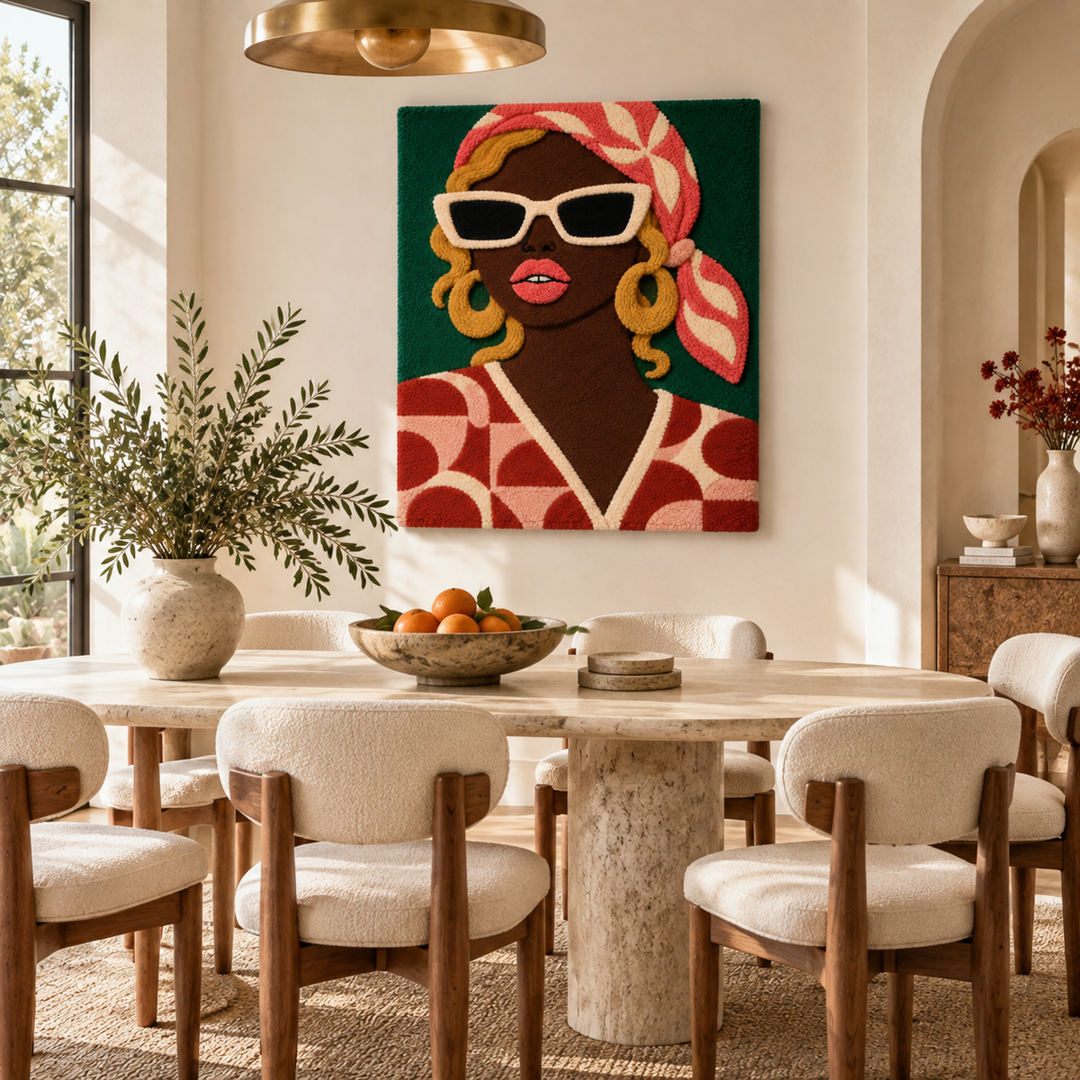Coral Headscarf in Emerald — room setting