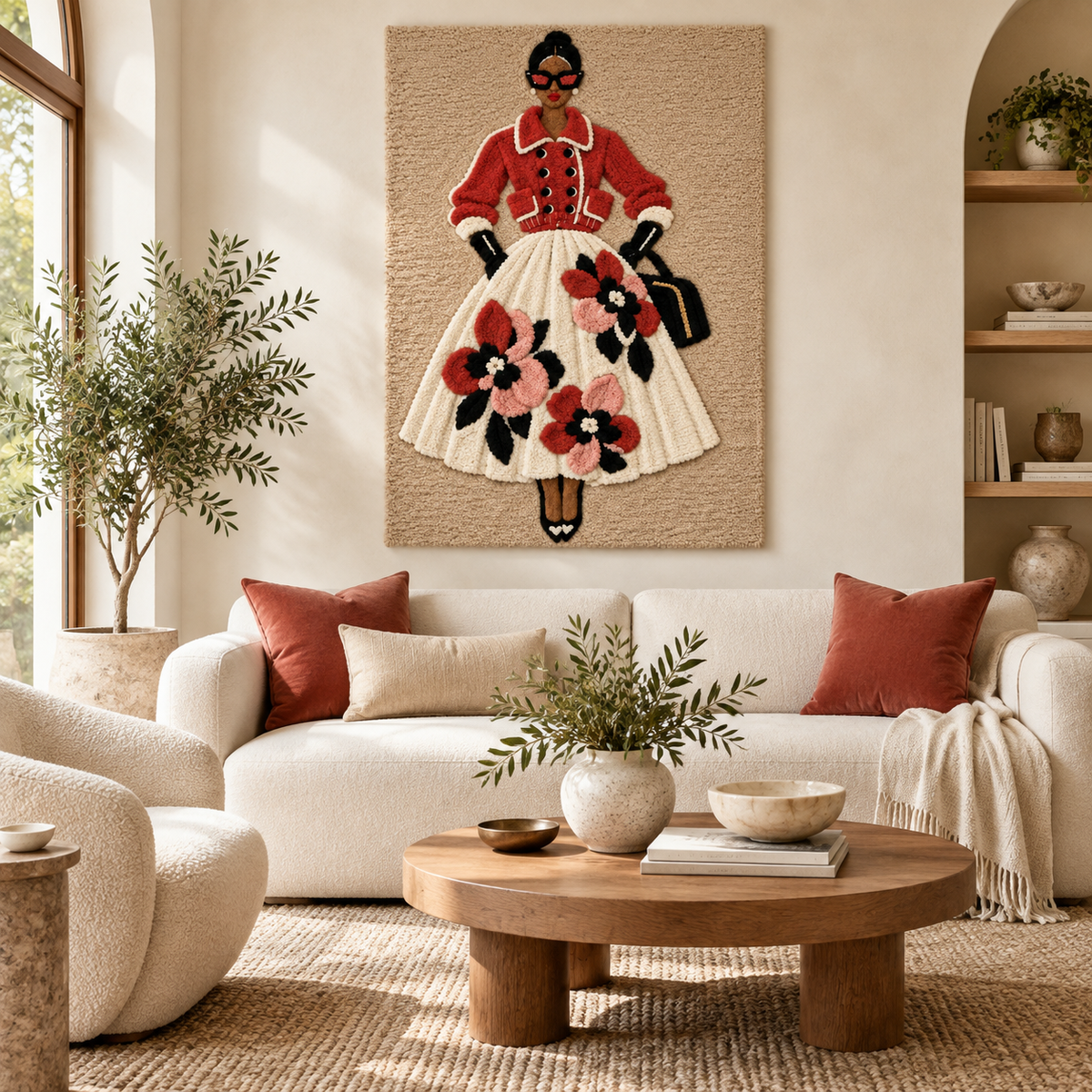 Coral Jacket Blooming Promenade — front-facing room scene [room-front]