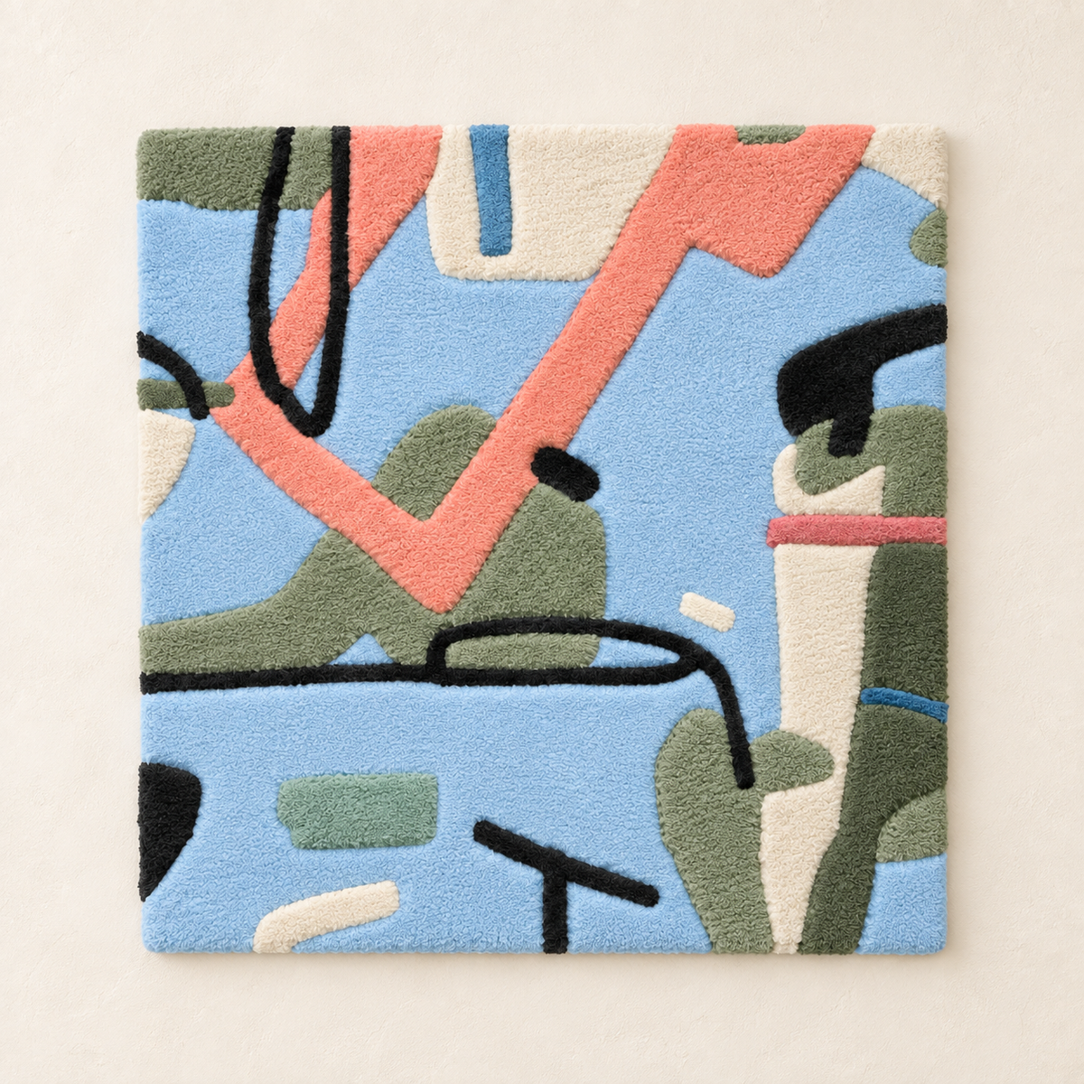Hewn Earth Coral Line Playground wall art featuring vibrant coral-colored design on a light background for modern home decor.