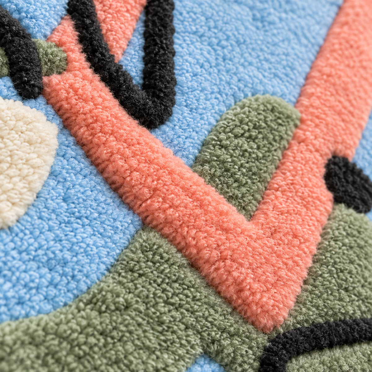 Coral Line Playground — tufted wool texture detail