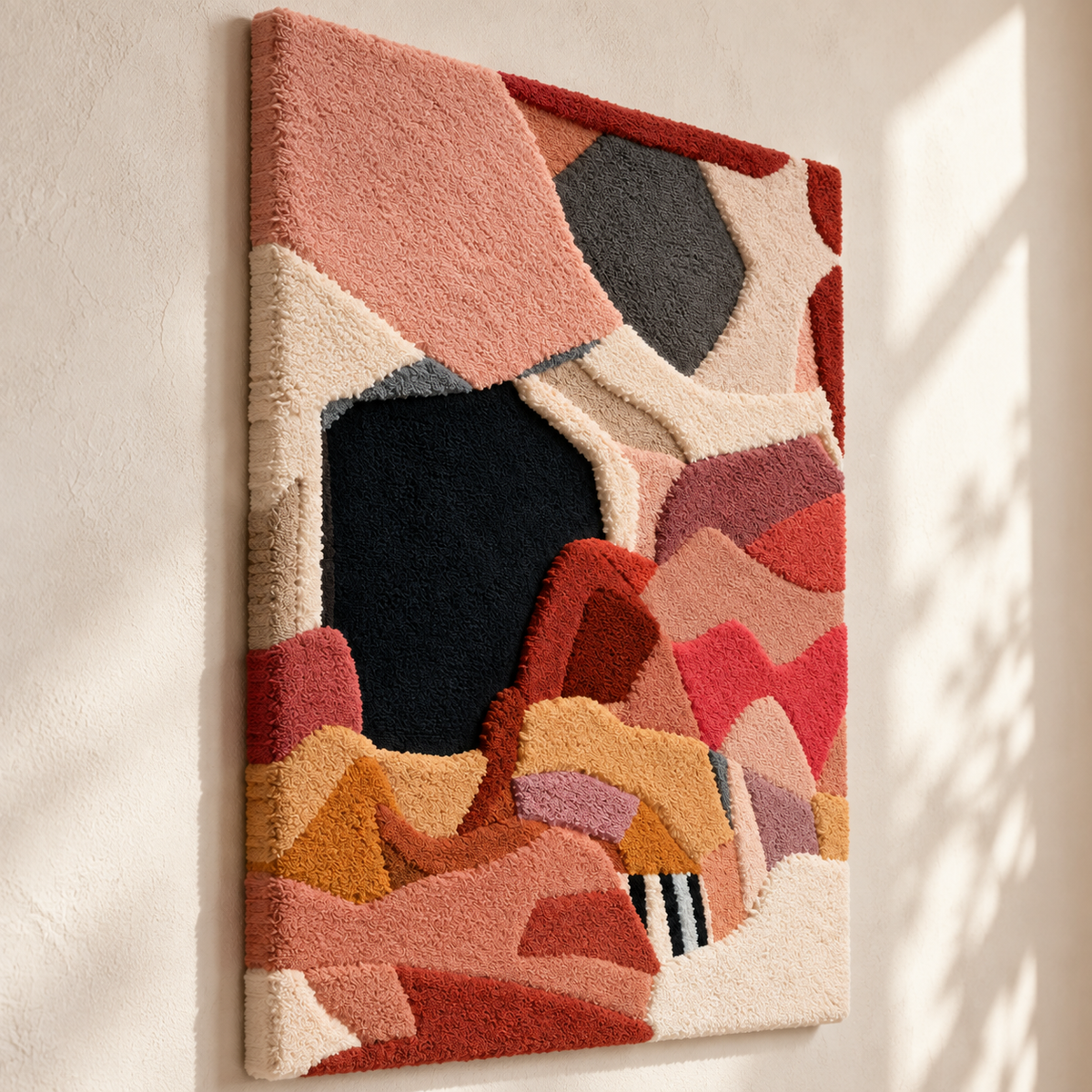 Coral Patchwork Interlude — angled relief view
