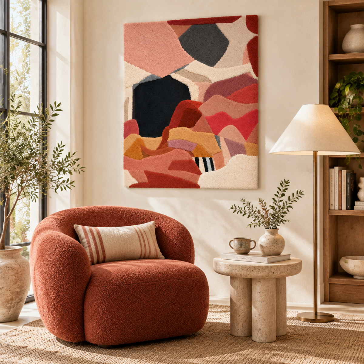 Coral Patchwork Interlude — room setting 1