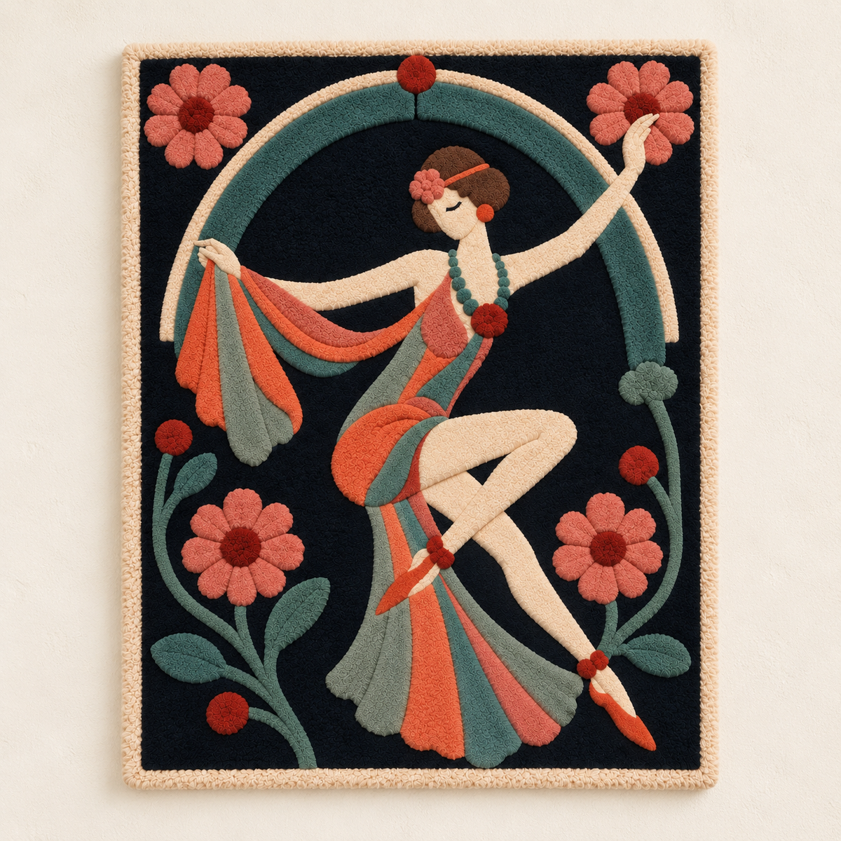 Hewn Earth Coral Ribbon Dancer wall art featuring a flowing, abstract coral ribbon design on a neutral background.
