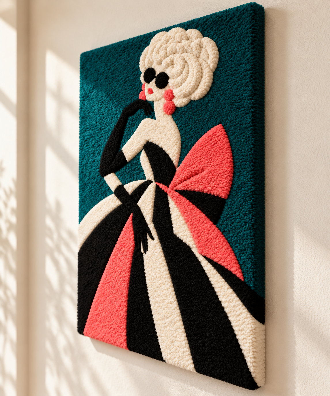 Coral Ribbon Gala — angled relief view