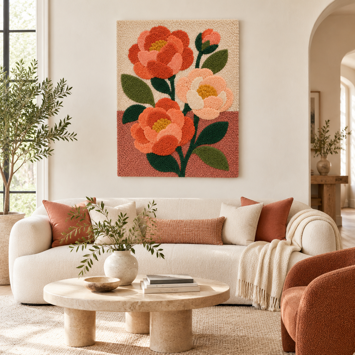 Coral Rose Stem — front-facing room scene [room-front]