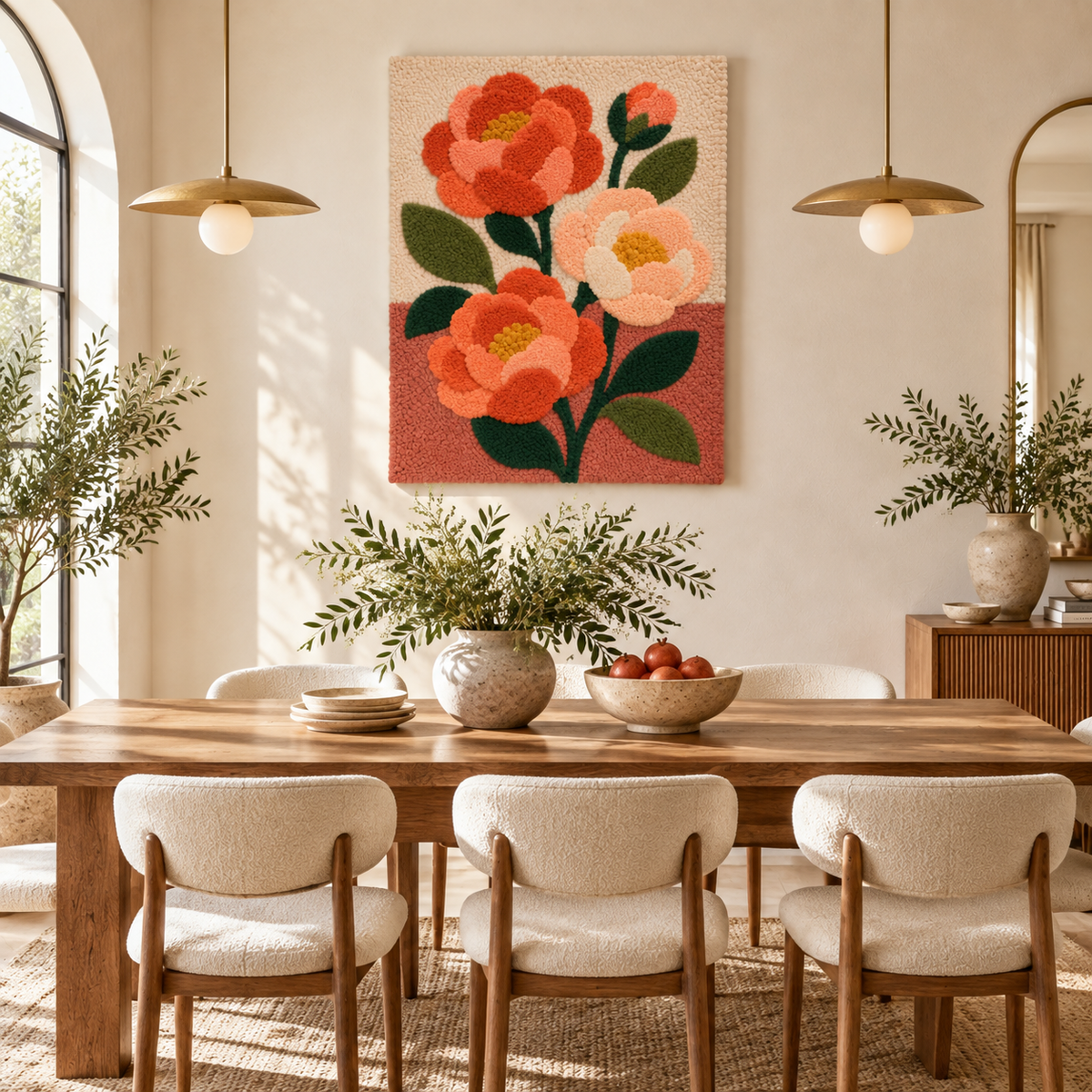 Coral Rose Stem — room setting 2