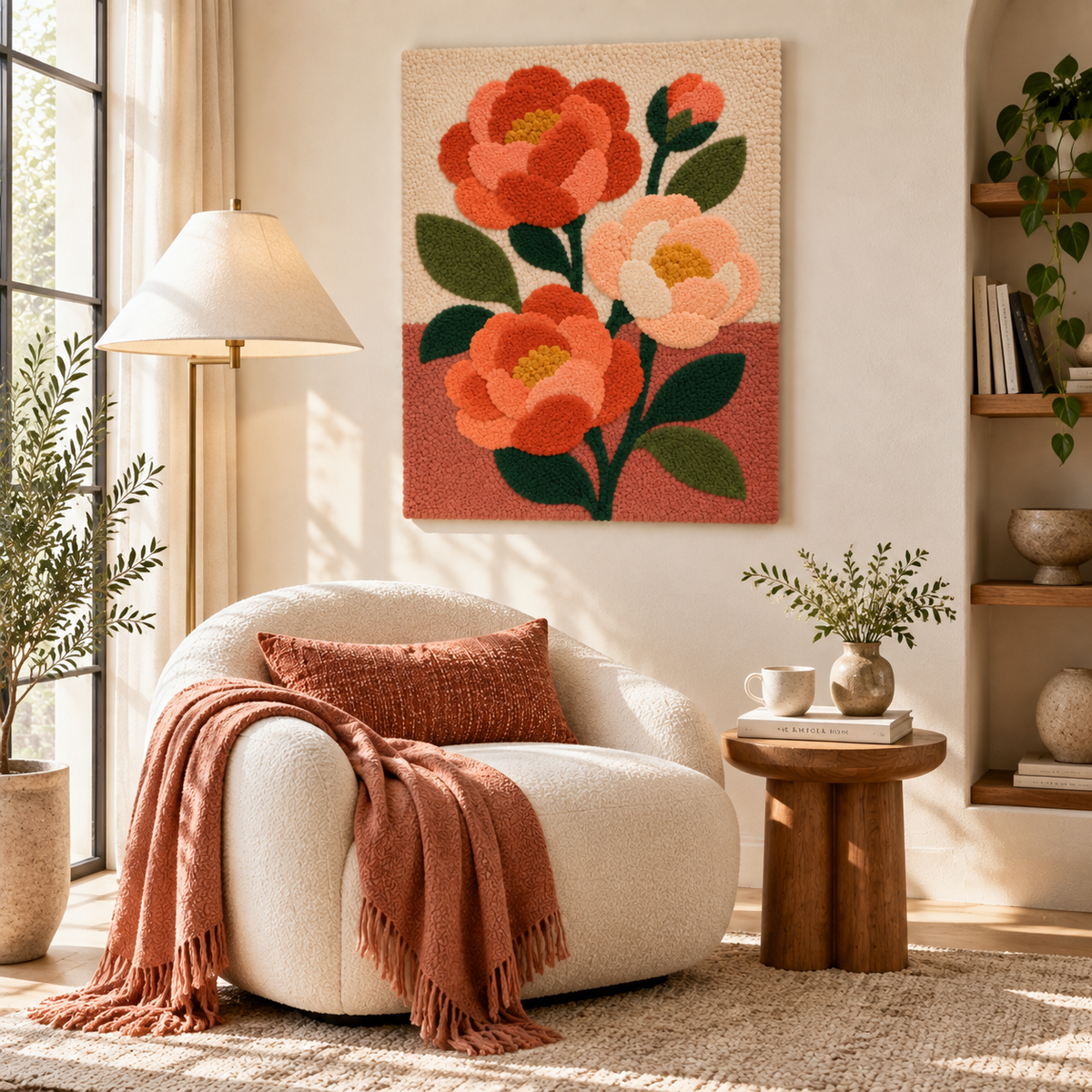 Coral Rose Stem — room setting 3