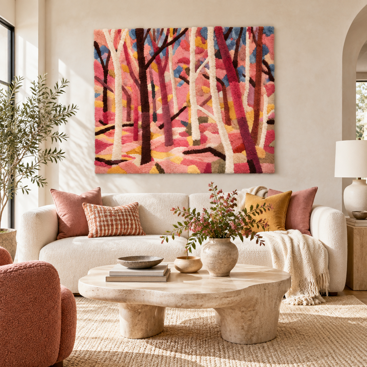 Coral Woodland Passage — front-facing room scene