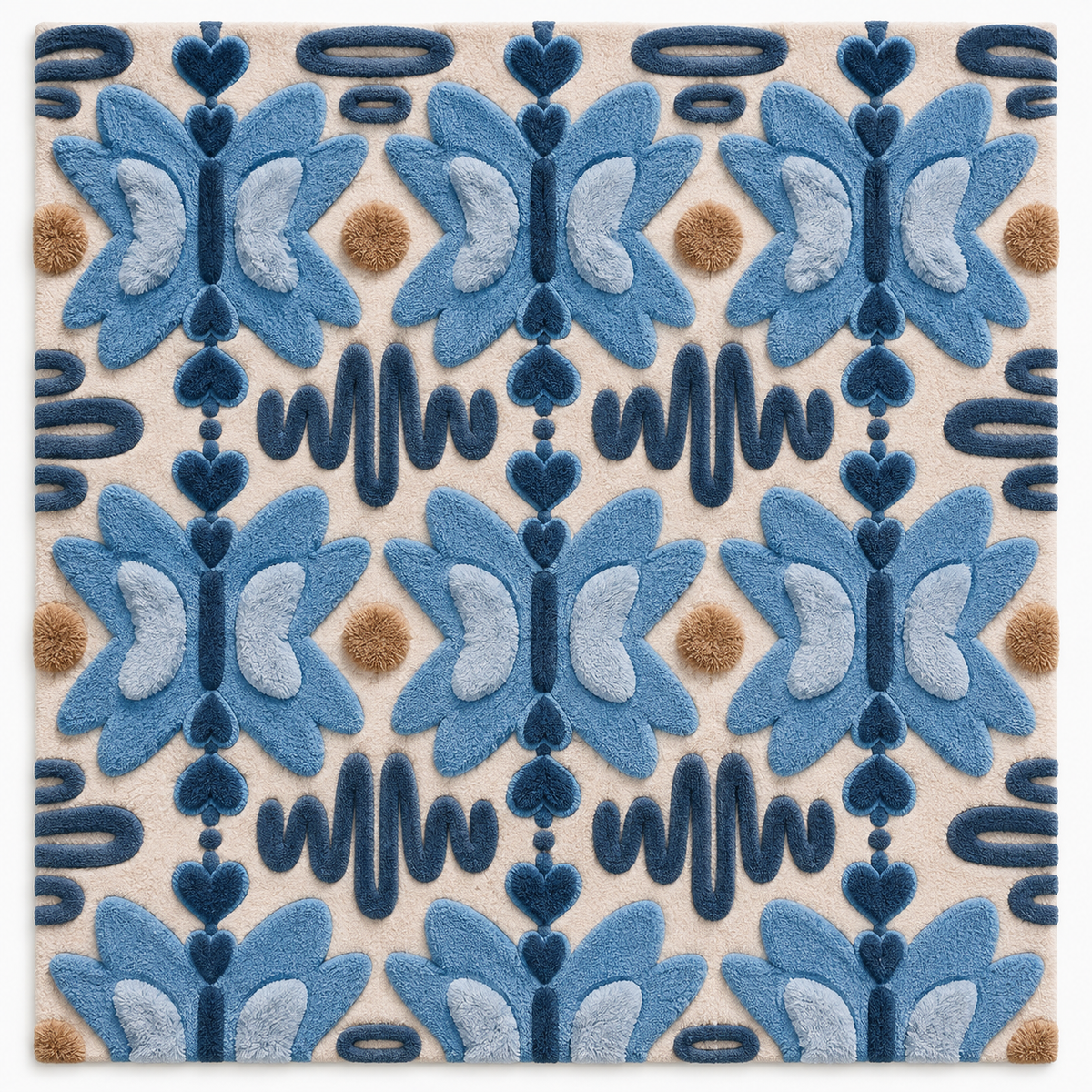 Hewn Earth Cornflower Butterfly Rhythm wall art featuring vibrant cornflowers and butterflies in a colorful, nature-inspired design.